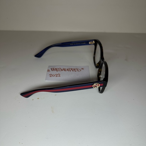 NWT WOMENS GUCCI GLASSES GG0038O TRANSPARENT HAVANA BLUE DEMO LENSES NO CASE - Picture 7 of 15